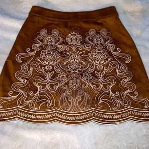 Andre suede skirt with embroidery and embellishments